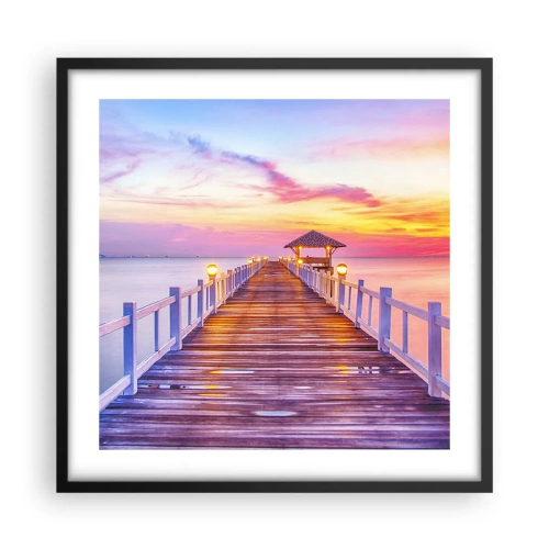 Plakat w czarnej ramie - Liliowo-złota cisza wieczoru - 50x50 cm