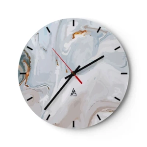 Zegar ścienny - Abstrakcyjny wzór w odcieniach błękitu, szarości i beżu z akcentem złota - 30x30cm - Biel wypiętrzona - Nowoczesna dekoracja ścienna do salonu, kuchni i sypialni ARTTOR