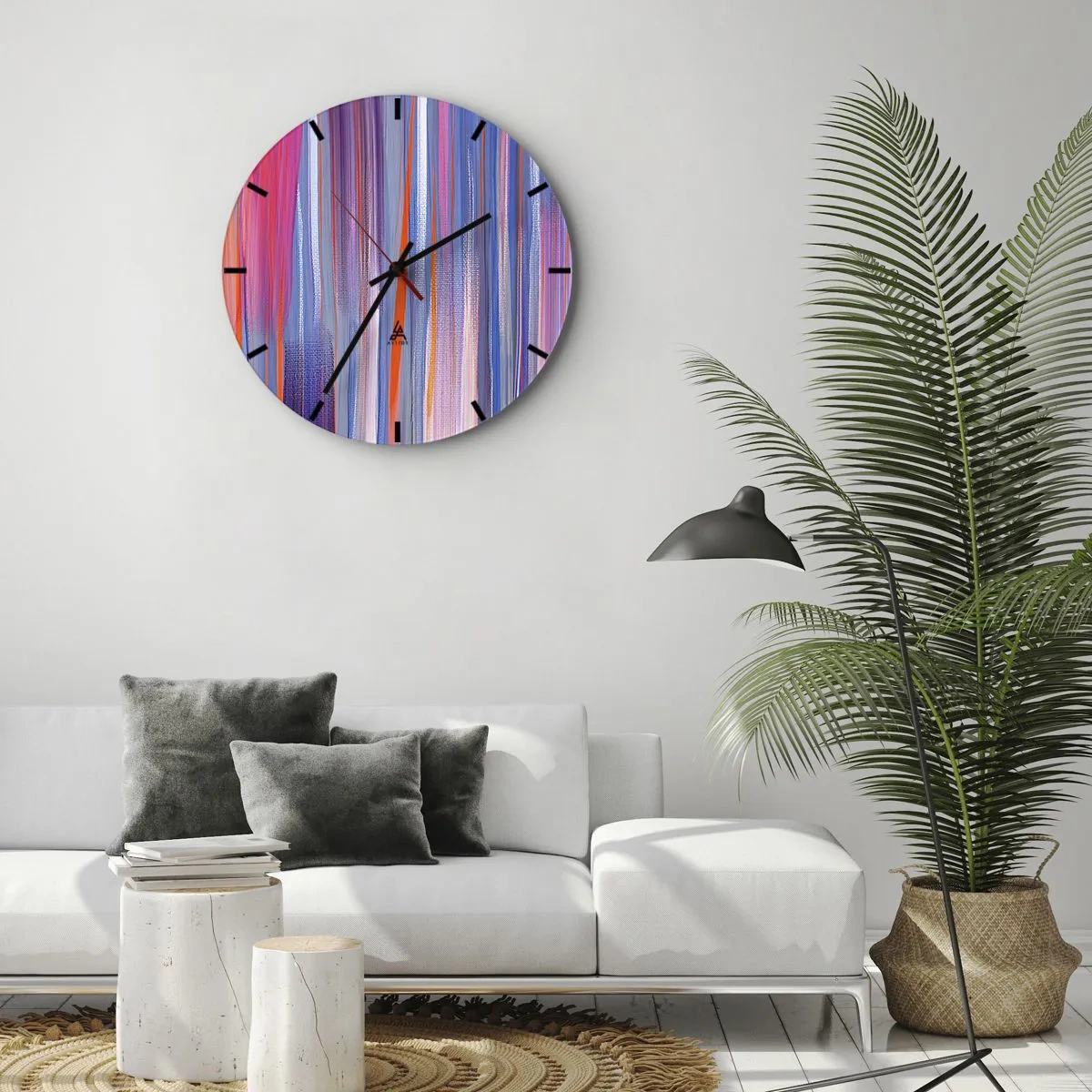 Zegar ścienny - Wielobarwne pionowe pociągnięcia pędzla w stylu abstrakcji - 30x30cm - Wtęczowstąpienie - Nowoczesna dekoracja ścienna do salonu, kuchni i sypialni ARTTOR
