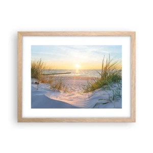 Plakat w ramie jasny dąb - Morza szum, ptaków śpiew, dzika plaża pośród traw… - 40x30 cm