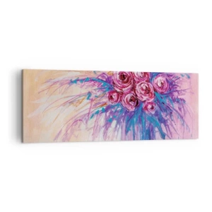 Obraz na płótnie - Bukiet róż w pastelowych barwach - 140x50cm - Różana fontanna - Nowoczesna dekoracja ścienna do salonu i sypialni ARTTOR