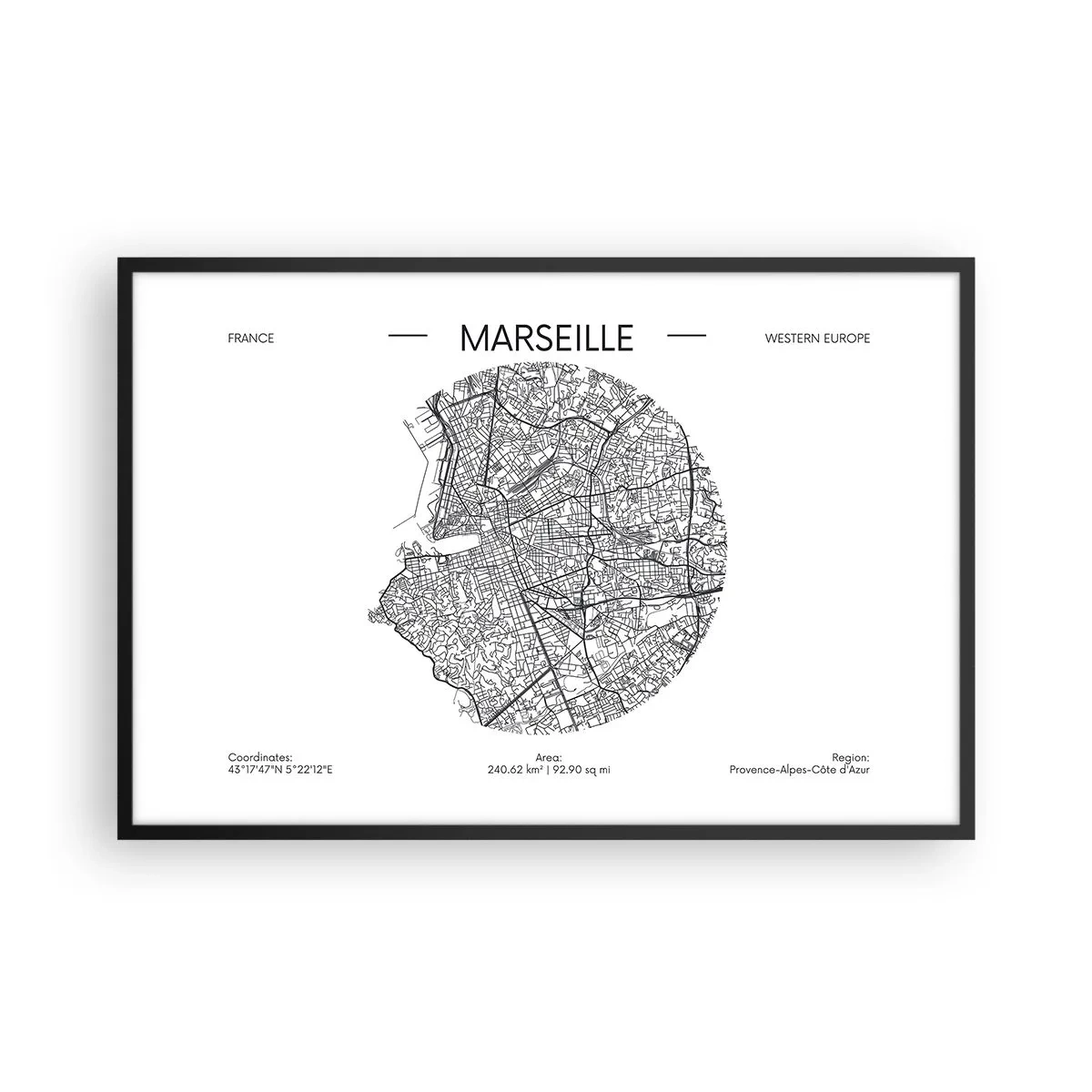 Plakat w czarnej ramie - Anatomia Marsylii - 91x61 cm