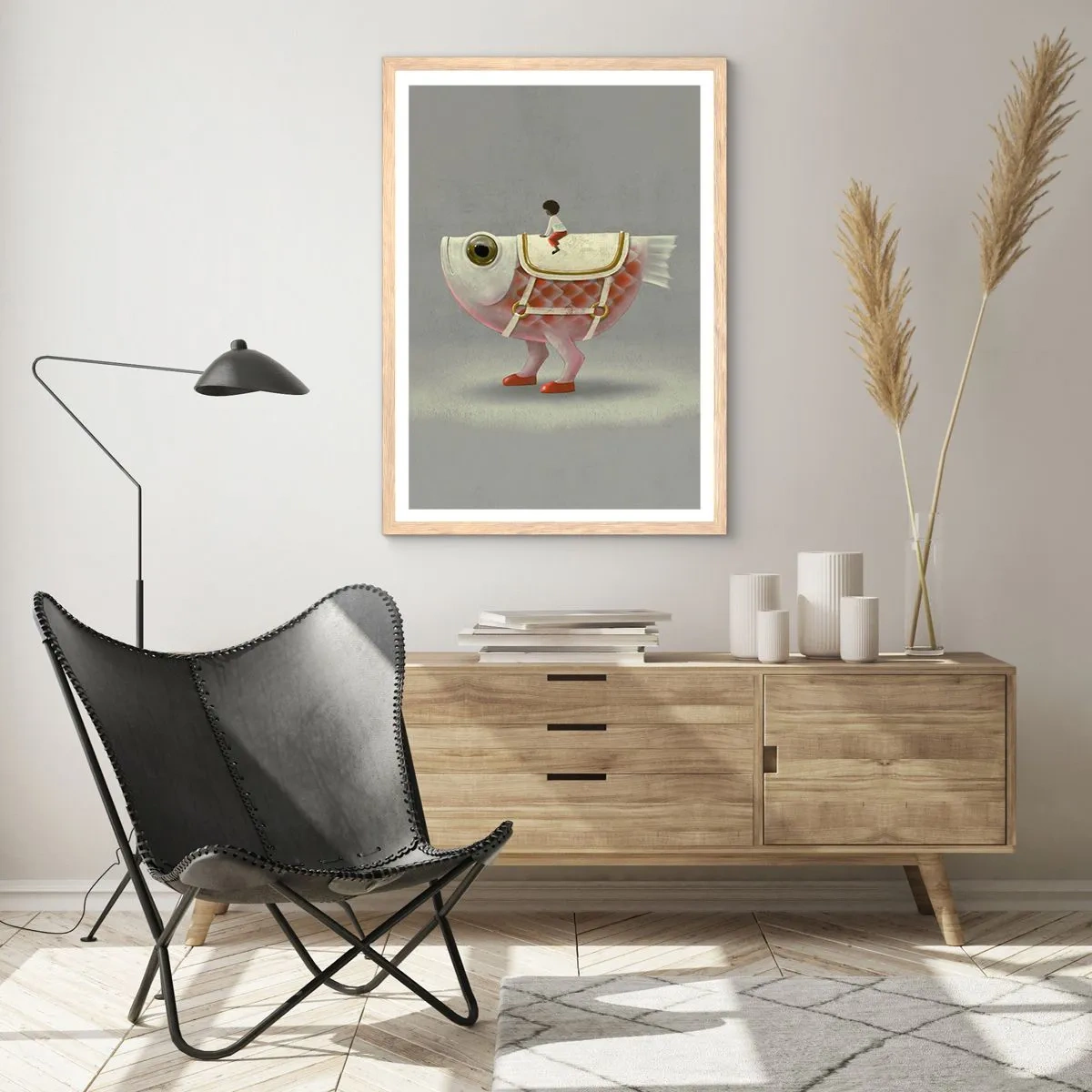 Plakat w ramie jasny dąb - Ryboński jeździec - 61x91 cm