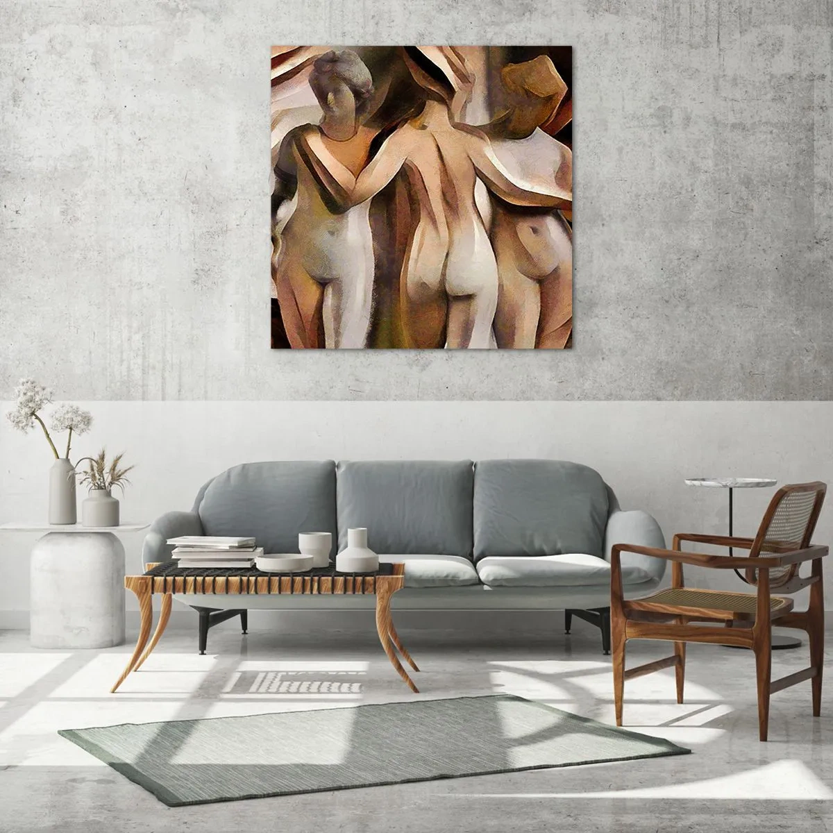 Obraz na szkle - Trzy Gracje 2.0 - 70x70 cm