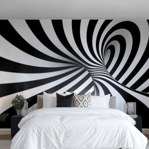 Fototapeta Premium Canvas - Kompozycja: tańcząca przestrzeń - Abstrakcja, 3D, Czarno-Białe - 400x280 cm