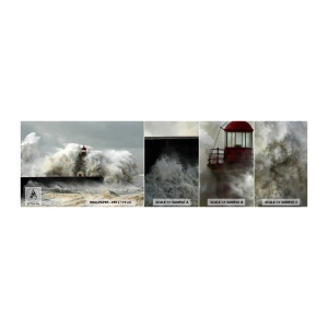 Fototapeta Próbka Samoprzylepna Deluxe Sticker - Gniew oceanu - Krajobraz, Latarnia Morska, Sztorm - 100x30 cm