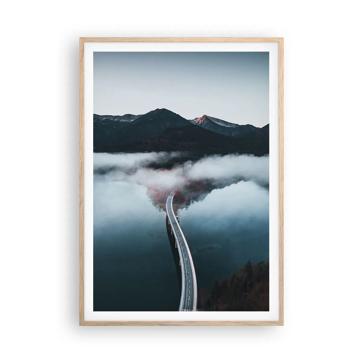 Plakat w ramie jasny dąb - Nad wodą gładką jak lustro - 70x100 cm