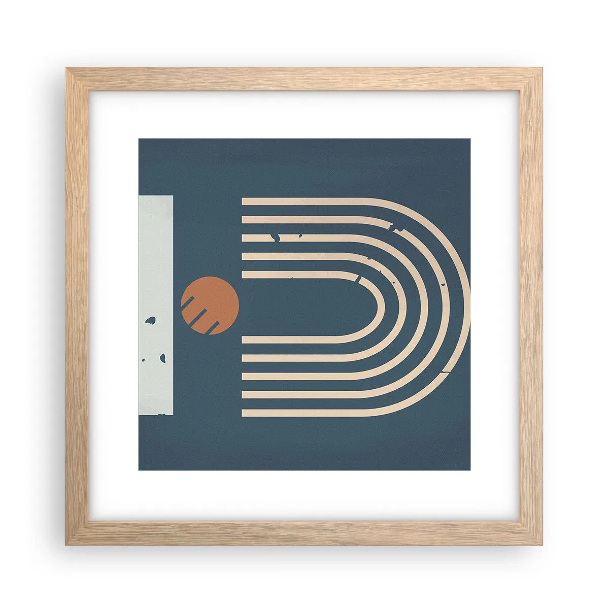 Plakat w ramie jasny dąb - Geometria na granacie - 30x30 cm