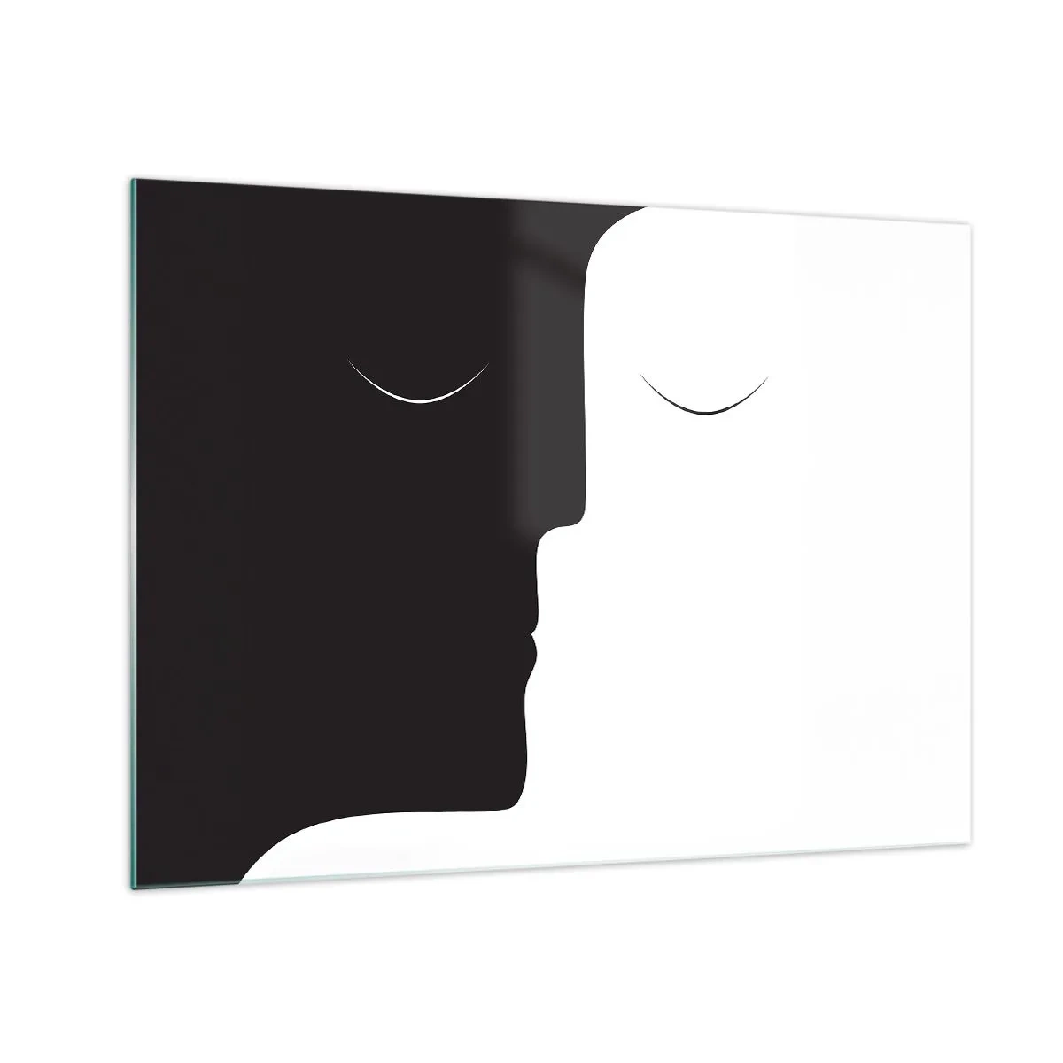 Obraz na szkle - Minimalistyczne czarno-białe twarze tworzące jedność - 70x50cm - Jedność przeciwieństw - Nowoczesna dekoracja ścienna do salonu i sypialni ARTTOR