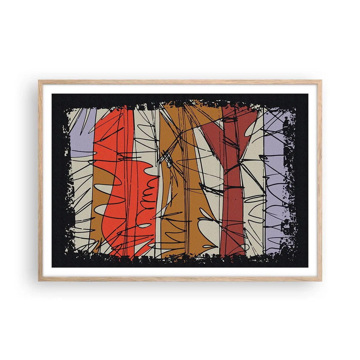 Plakat w ramie jasny dąb - Kompozycja spontaniczna - 100x70 cm