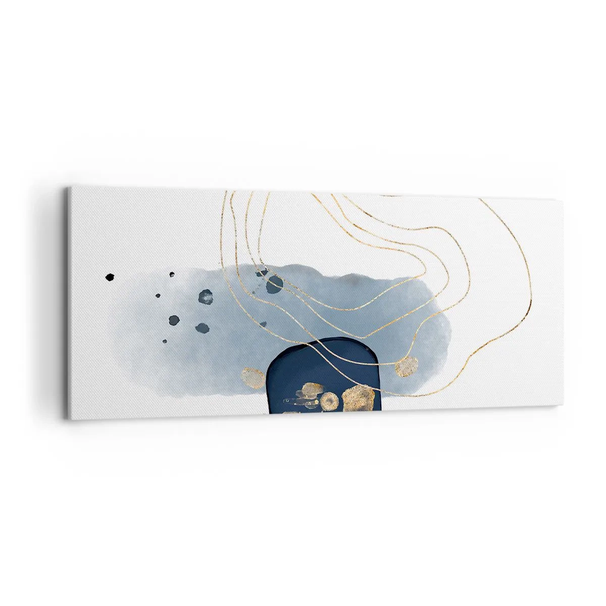 Obraz na płótnie - Abstrakcja w odcieniach niebieskiego i złotego - 120x50cm - Niebiesko-złota fantazja - Nowoczesna dekoracja ścienna do salonu i sypialni ARTTOR