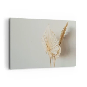 Obraz na płótnie - Suszone liście palmowe w minimalistycznej aranżacji - 100x70cm - Gdy potrzebne ukojenie - Nowoczesna dekoracja ścienna do salonu, kuchni i sypialni ARTTOR
