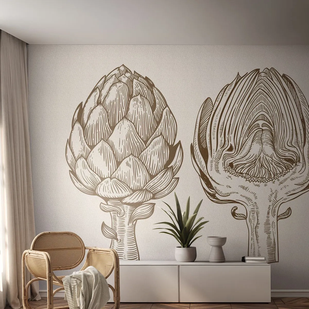 Fototapeta Samoprzylepna Deluxe Sticker - Lekcja anatomii - Karczoch, Kuchnia, Warzywa - 250x175 cm