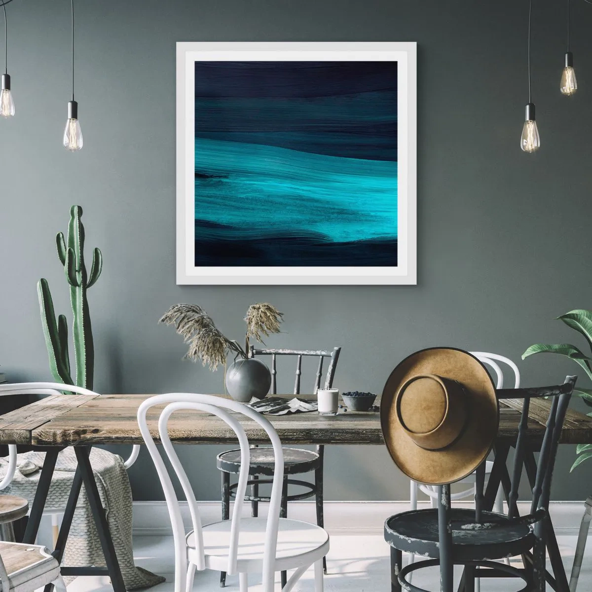 Plakat w białej ramie - Popłyń z nurtem - 50x50 cm
