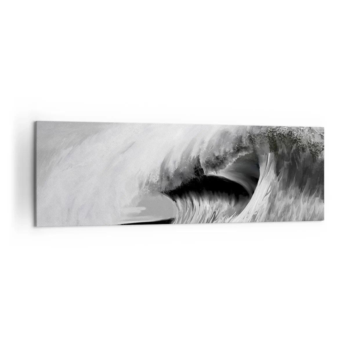 Obraz na płótnie - Dramatyczna fala oceaniczna w monochromatycznym ujęciu - 160x50cm - Gniew oceanu - Nowoczesna dekoracja ścienna do salonu i sypialni ARTTOR