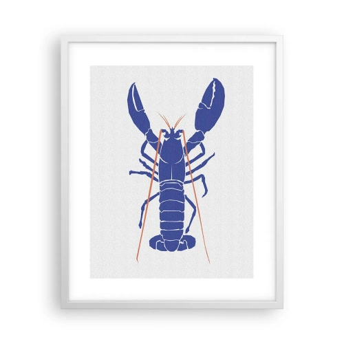 Plakat w białej ramie - Homar wykwintny w granacie - 40x50 cm