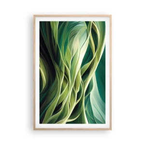 Plakat w ramie jasny dąb - Abstrakcyjna gra w zielone - 61x91 cm