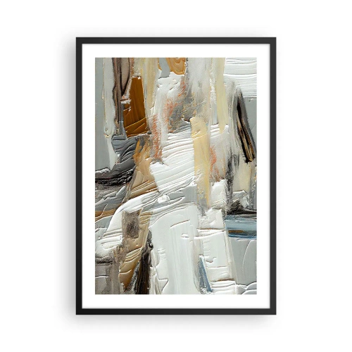 Plakat w czarnej ramie - Teksturalna abstrakcja w neutralnych odcieniach - 50x70cm - Barwne nawarstwienia - Nowoczesna dekoracja ścienna do salonu i sypialni ARTTOR