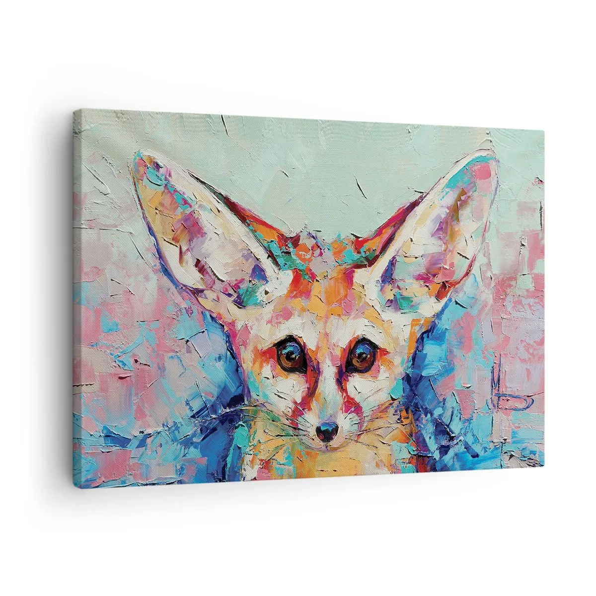 Obraz na płótnie - Kolorowy portret fenka w stylu malarstwa ekspresyjnego - 70x50cm - Jesteście na mnie gotowi? - Nowoczesna dekoracja ścienna do salonu i sypialni ARTTOR