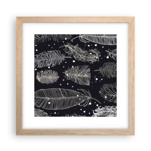 Plakat w ramie jasny dąb - Pierzasta koronka - 30x30 cm