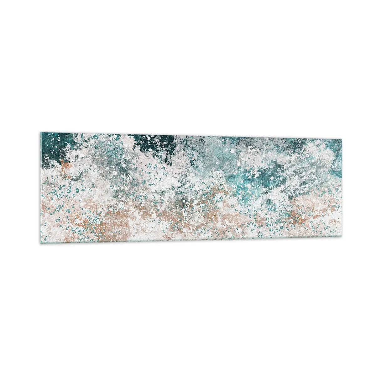 Obraz na szkle - Abstrakcyjna fala morska w turkusowych i beżowych odcieniach - 160x50cm - Morskie opowieści - Nowoczesna dekoracja ścienna do salonu i sypialni ARTTOR