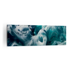 Obraz na płótnie - Dynamiczne abstrakcyjne fale w odcieniach błękitu i bieli - 160x50cm - Ruch koloru - Nowoczesna dekoracja ścienna do salonu i sypialni ARTTOR