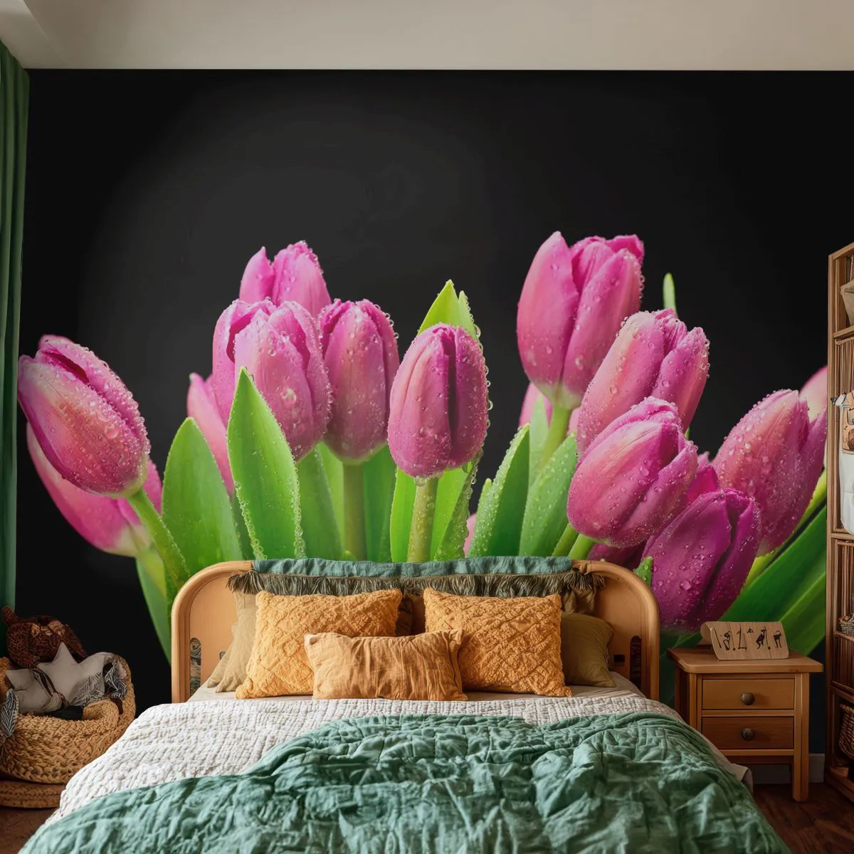 Fototapeta Premium Canvas - Liliowa radość wiosny - Kwiaty, Tulipany, Bukiet Kwiatów - 250x175 cm