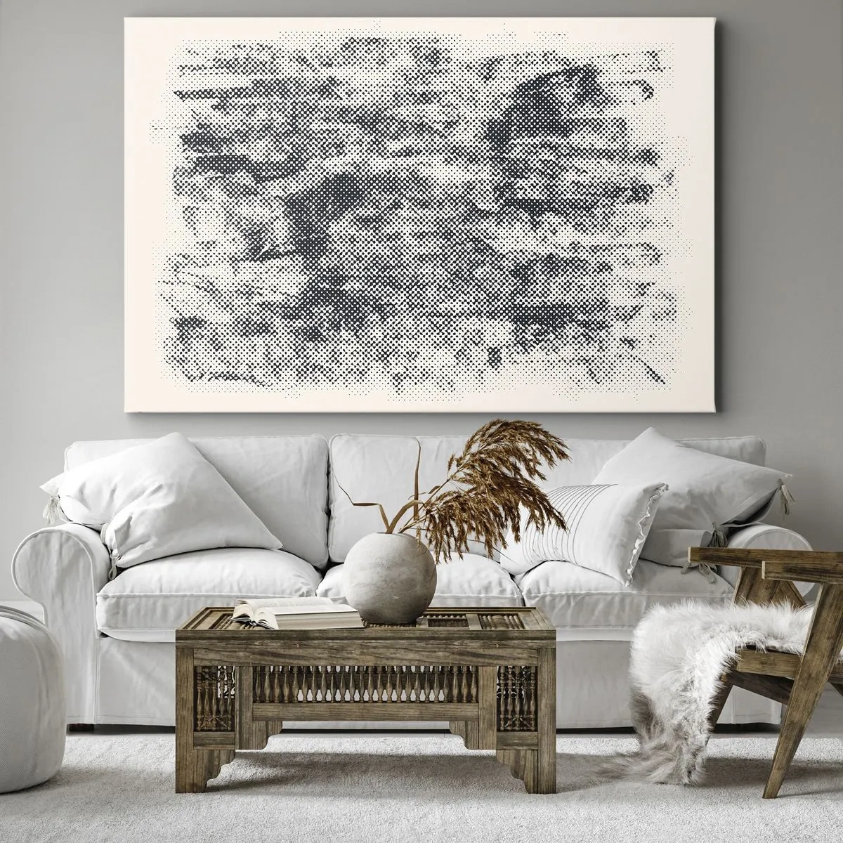 Obraz na płótnie - Abstrakcyjna mglista kompozycja w odcieniach szarości - 70x50cm - Mglista kompozycja - Nowoczesna dekoracja ścienna do salonu i sypialni ARTTOR