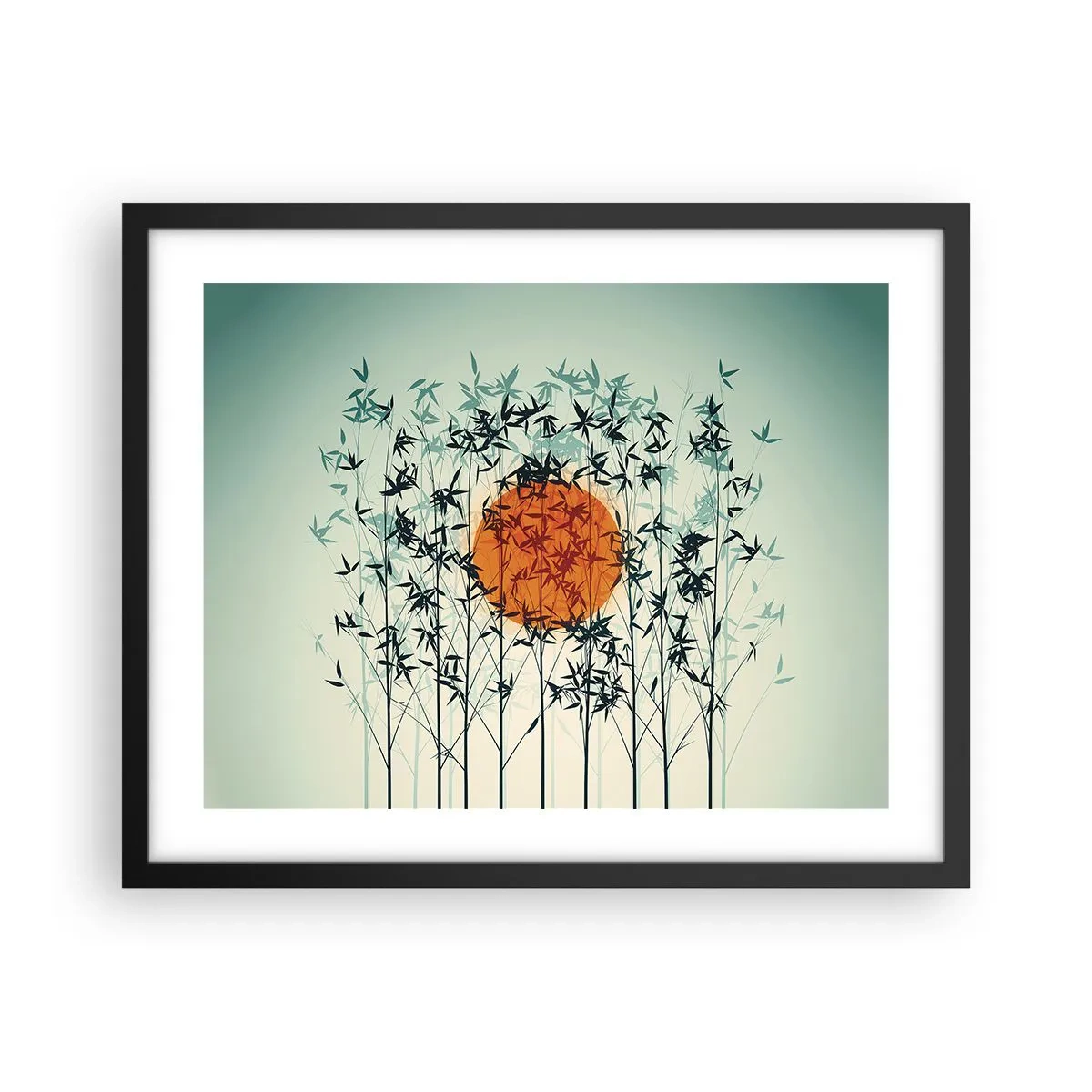 Plakat w czarnej ramie - Japońskie słońce - 50x40 cm