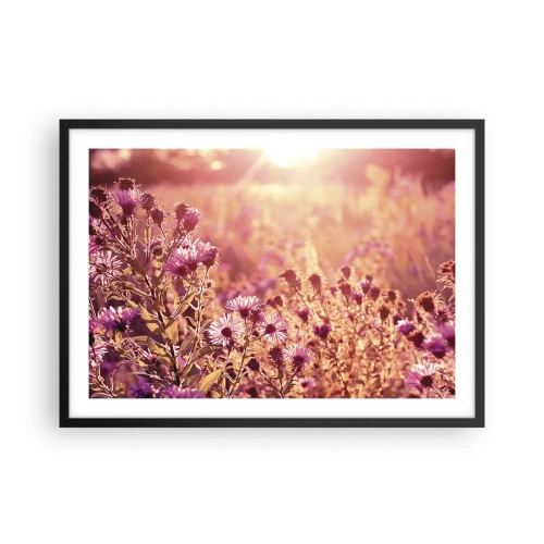 Plakat w czarnej ramie - Łąka w świetle zachodzącego słońca - 70x50cm - Przed odejściem lata - Nowoczesna dekoracja ścienna do salonu i sypialni ARTTOR