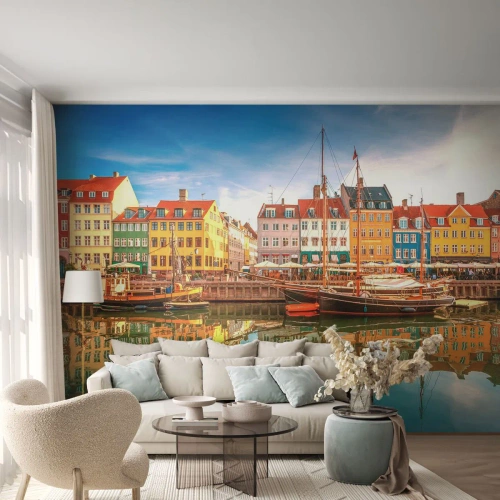 Fototapeta Premium Canvas - Nad wodą gładką jak lustro - Krajobraz, Architektura, Kopenhaga - 250x175 cm