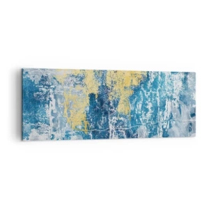 Obraz na płótnie - Abstrakcja w odcieniach niebieskiego i żółtego - 140x50cm - Abstrakcja pełna pogody - Nowoczesna dekoracja ścienna do salonu i sypialni ARTTOR