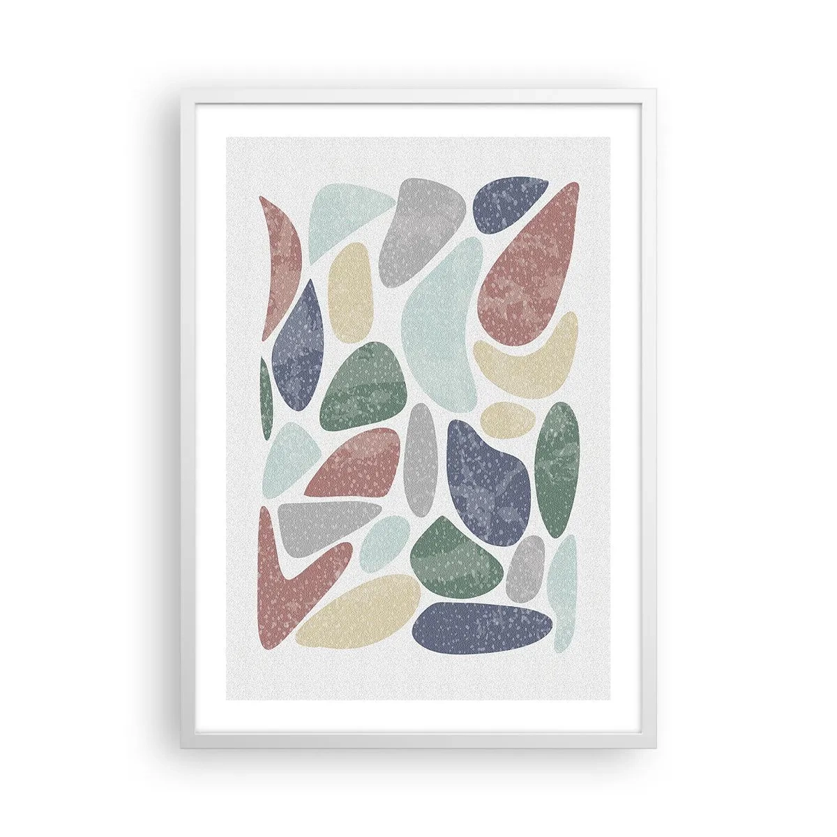 Plakat w białej ramie - Mozaika pudrowanych barw - 50x70 cm