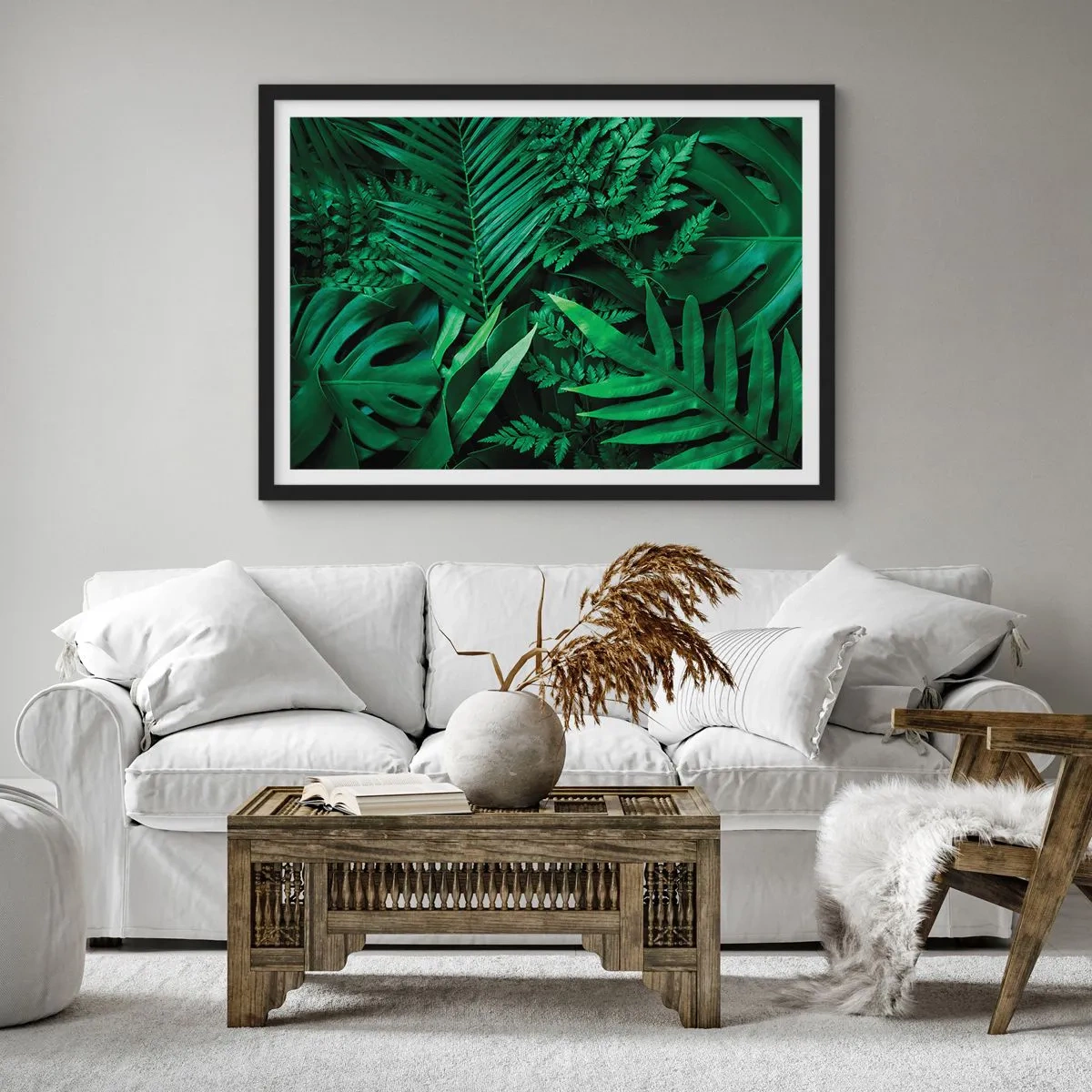 Plakat w czarnej ramie - Utulone w zieleni - 50x40 cm