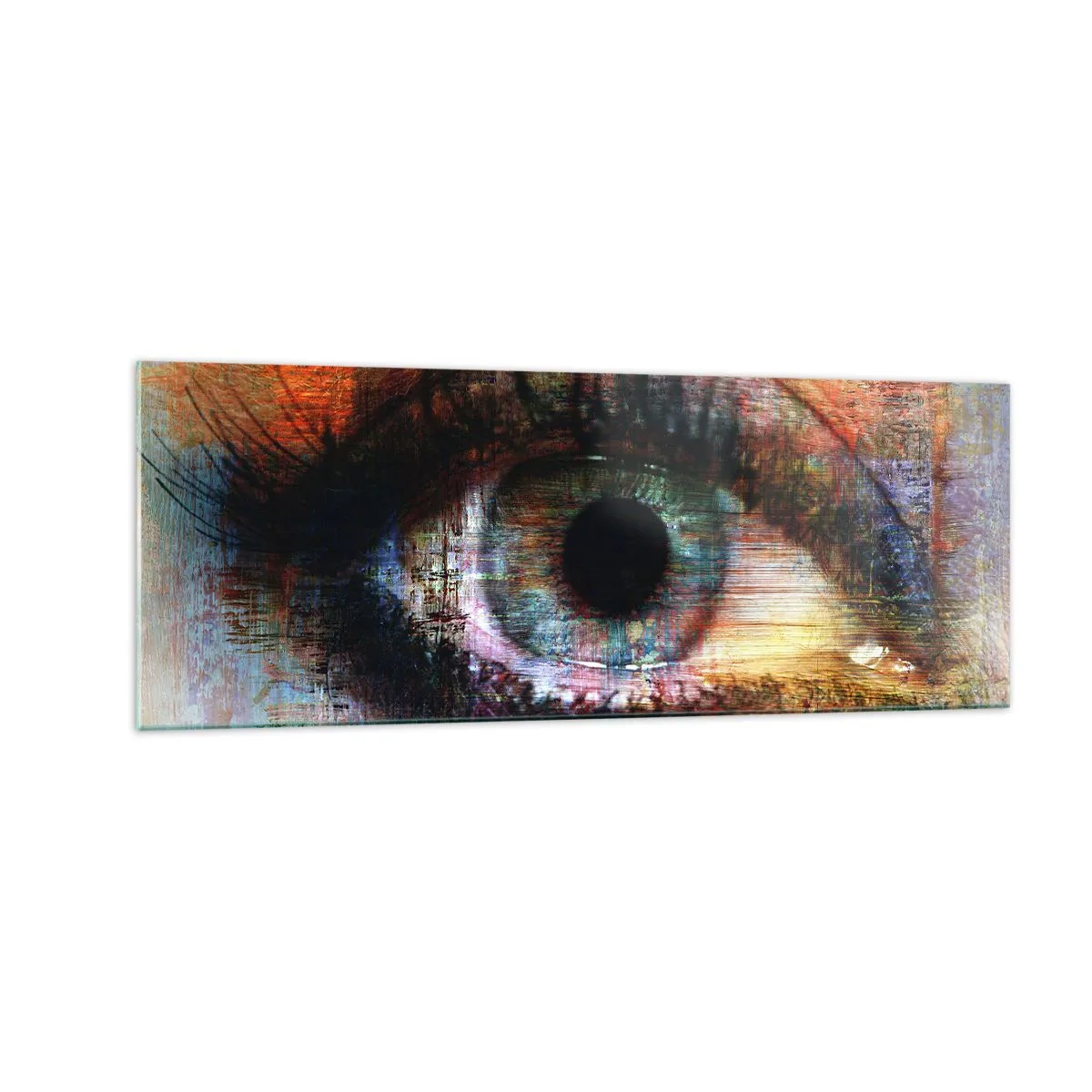 Obraz na szkle - Artystyczne oko w wielobarwnej abstrakcji - 140x50cm - Można zajrzec w duszę - Nowoczesna dekoracja ścienna do salonu i sypialni ARTTOR