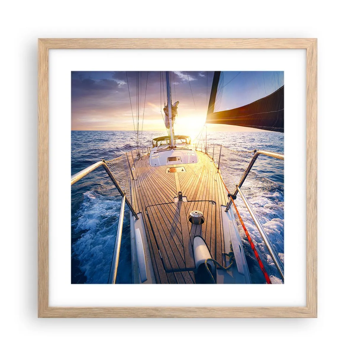 Plakat w ramie jasny dąb - Biegnąca po falach - 40x40 cm