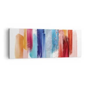 Obraz na płótnie - Kolorowe pociągnięcia pędzlem na białym tle - 140x50cm - W górę i w dół  - Nowoczesna dekoracja ścienna do salonu i sypialni ARTTOR