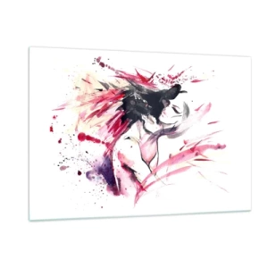 Obraz na szkle - Abstrakcyjna postać w akwarelowych dynamicznych barwach - 120x80cm - Miłosne spełnienie - Nowoczesna dekoracja ścienna do salonu, kuchni i sypialni ARTTOR