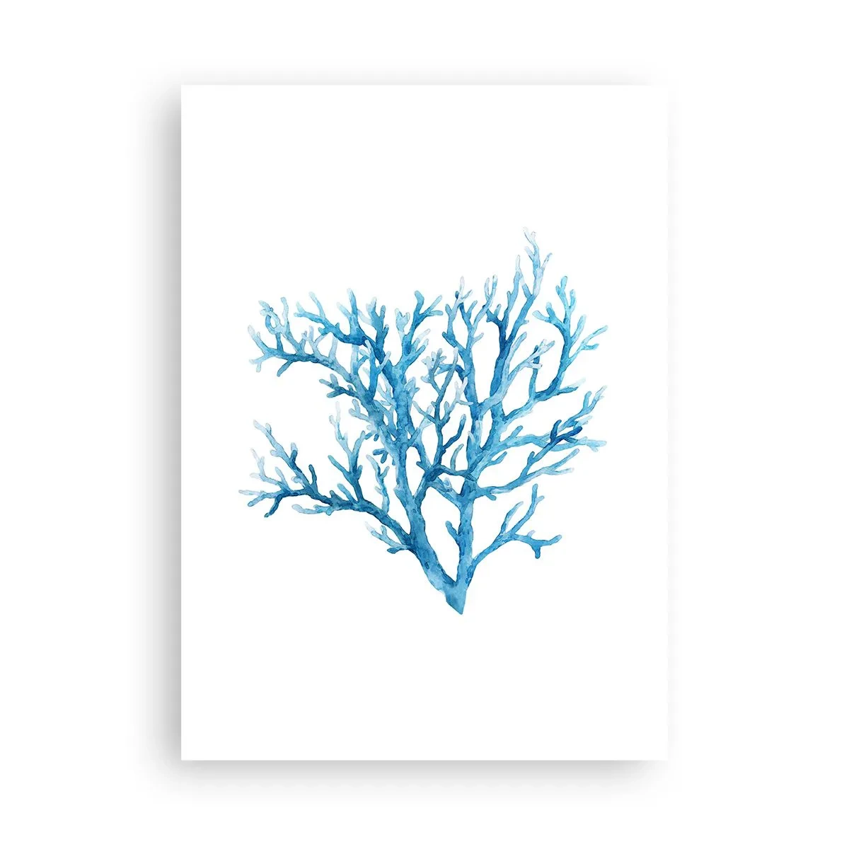 Plakat - Niebieski koral w stylu akwareli na białym tle - 50x70cm - Morski filigran - Nowoczesna dekoracja ścienna do salonu, kuchni i sypialni ARTTOR