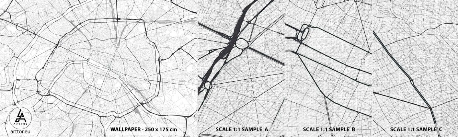 Fototapeta Próbka Premium Canvas - Kwiat Paryża - Miasto, Mapa Miasta, Paryż - 100x30 cm