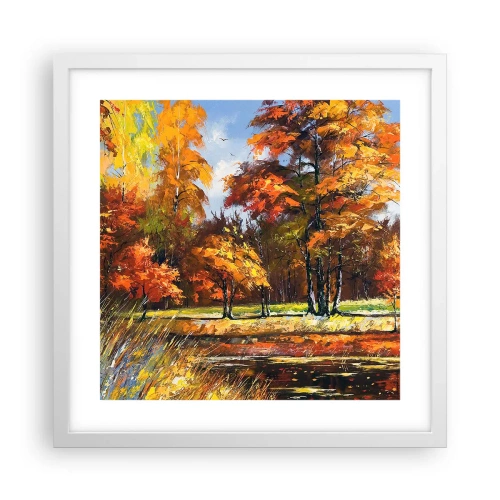 Plakat w białej ramie - Pejzaż w złocie i brązie - 40x40 cm