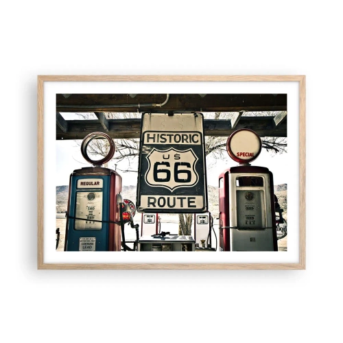 Plakat w ramie jasny dąb - Amerykańska retro podróż - 70x50 cm