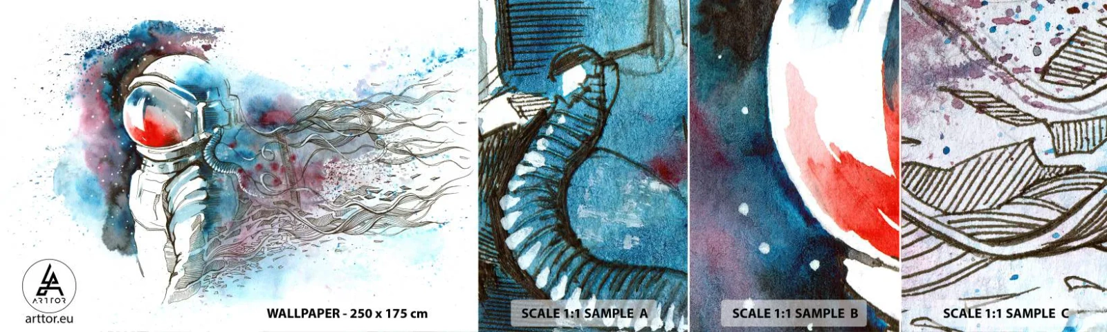 Fototapeta Próbka Samoprzylepna Deluxe Sticker - Sam na sam z kosmosem - Astronauta, Kosmonauta, Abstrakcja - 100x30 cm