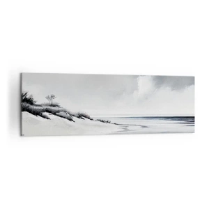Obraz na płótnie - Plaża w stonowanych odcieniach szarości i błękitu - 160x50cm - Od zawsze razem - Nowoczesna dekoracja ścienna do salonu i sypialni ARTTOR
