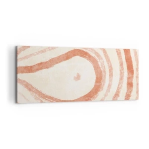 Obraz na płótnie - Abstrakcyjny motyw koncentrycznych linii w odcieniach terrakoty - 120x50cm - Koralowe kręgi – kompozycja - Nowoczesna dekoracja ścienna do salonu i sypialni ARTTOR
