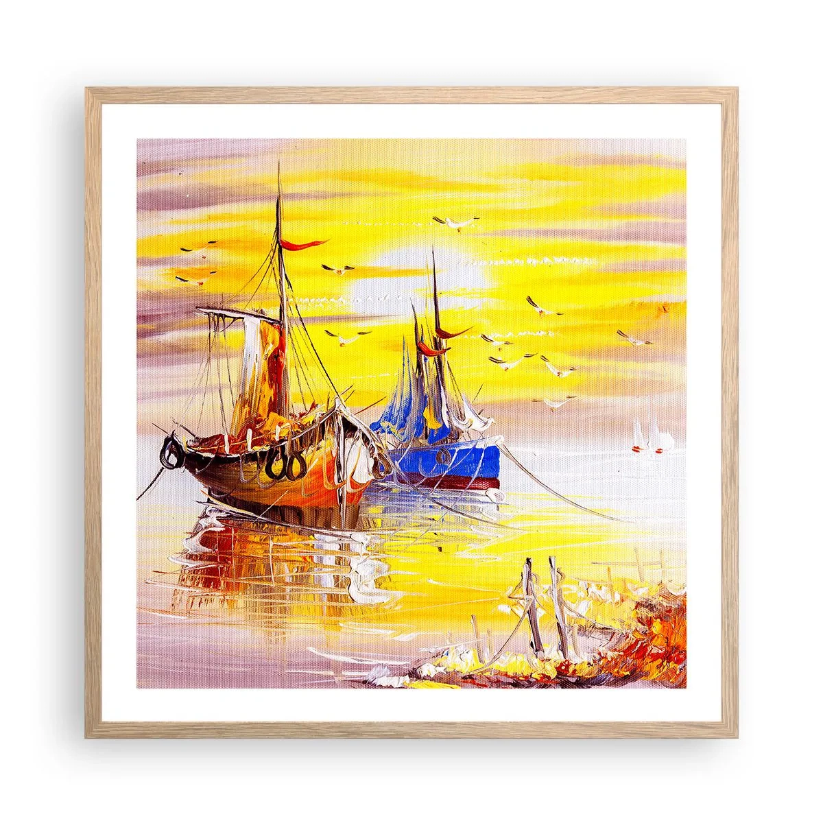 Plakat w ramie jasny dąb - Zasłużony odpoczynek w porcie - 60x60 cm