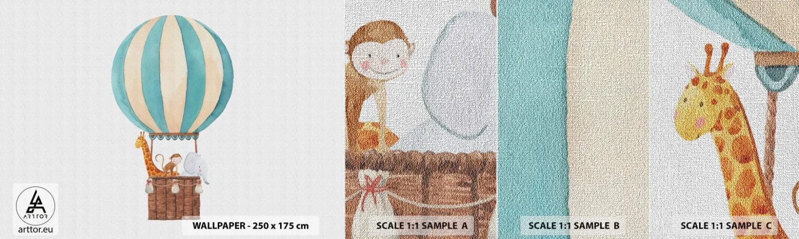 Fototapeta Próbka Premium Canvas - Fantastyczna wycieczka - Balon, Dla Dzieci, Vintage - 100x30 cm