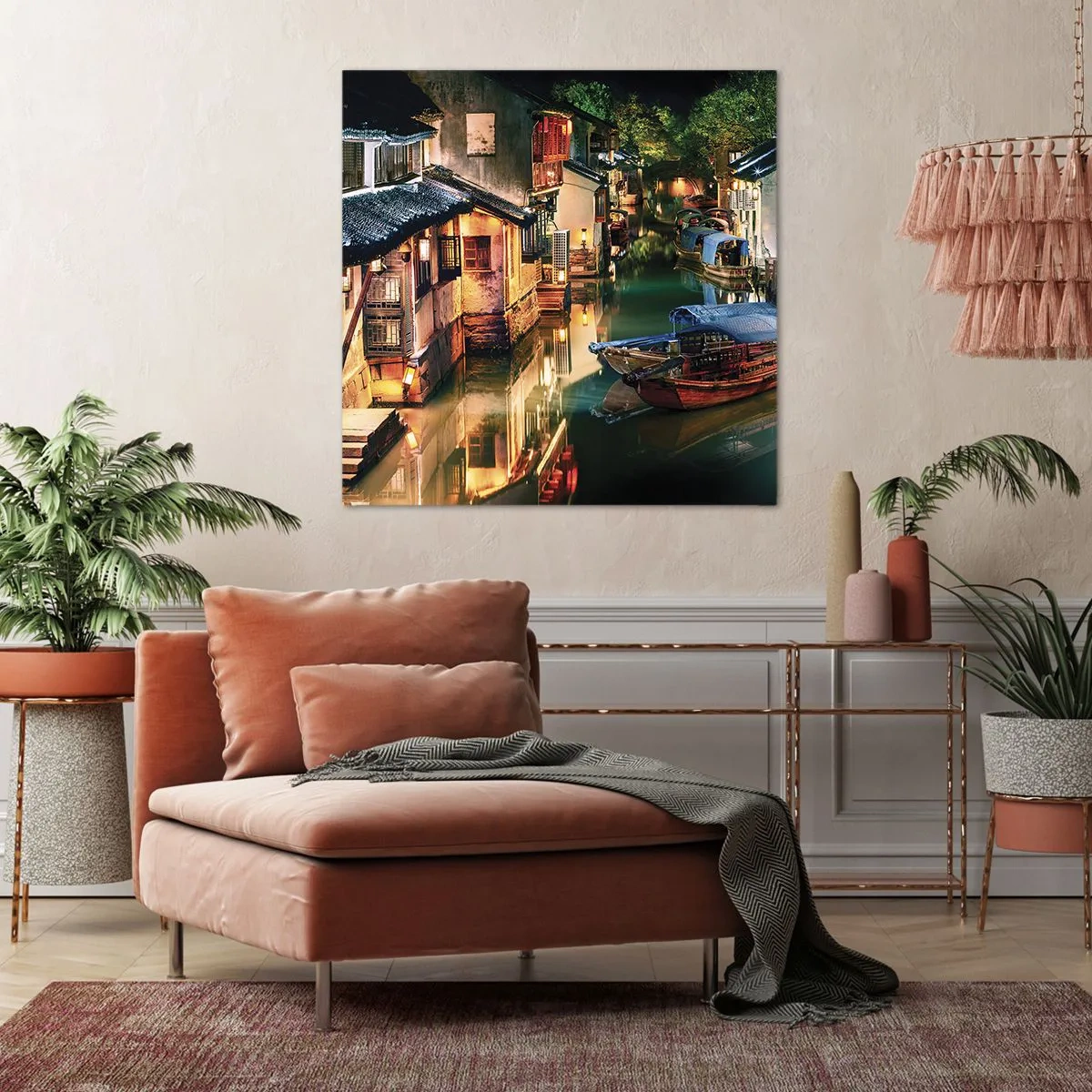 Obraz na płótnie - Wieczór na chińskiej ulicy - 60x60 cm
