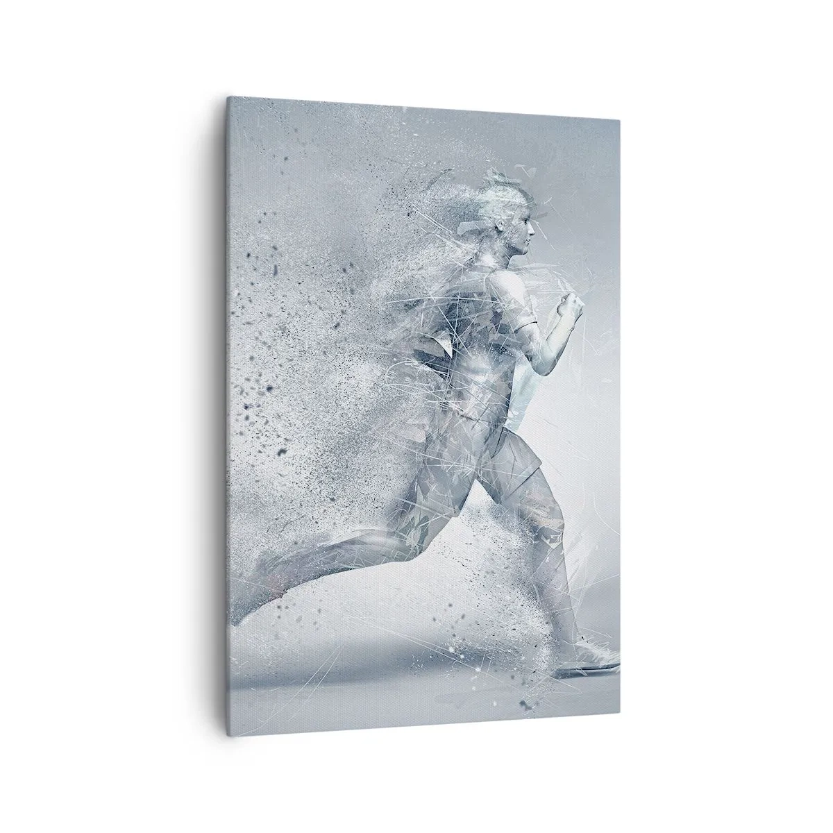 Obraz na płótnie - Dynamiczna postać w biegu w abstrakcyjnym stylu - 70x100cm - Energia krystalicznie czysta - Nowoczesna dekoracja ścienna do salonu i sypialni ARTTOR