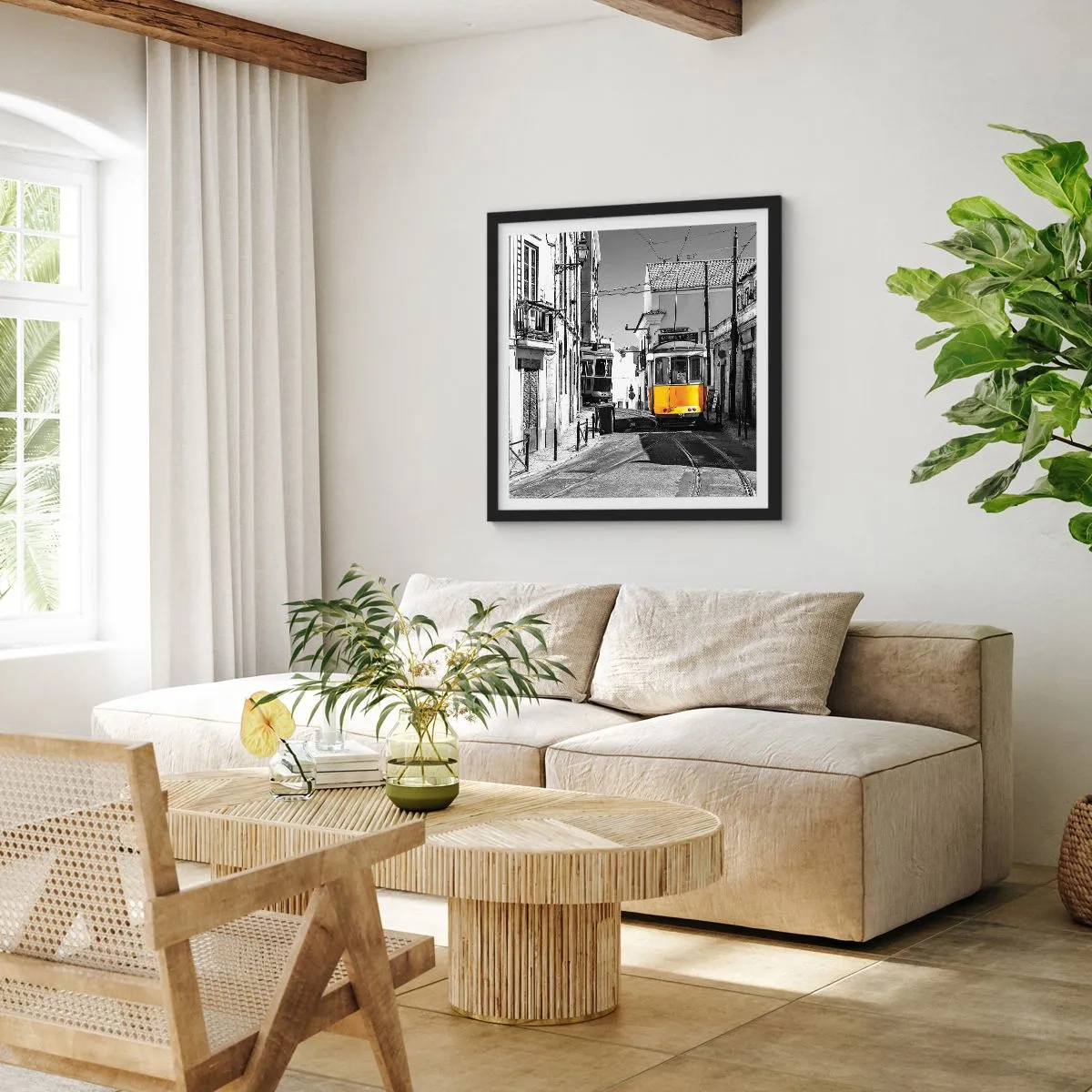 Plakat w czarnej ramie - Duch Lizbony - 50x50 cm